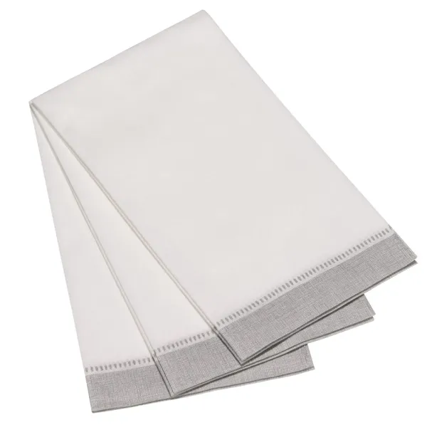 Clearance Marie Dumas Silver Grey Border 25 Piece Guest Napkins