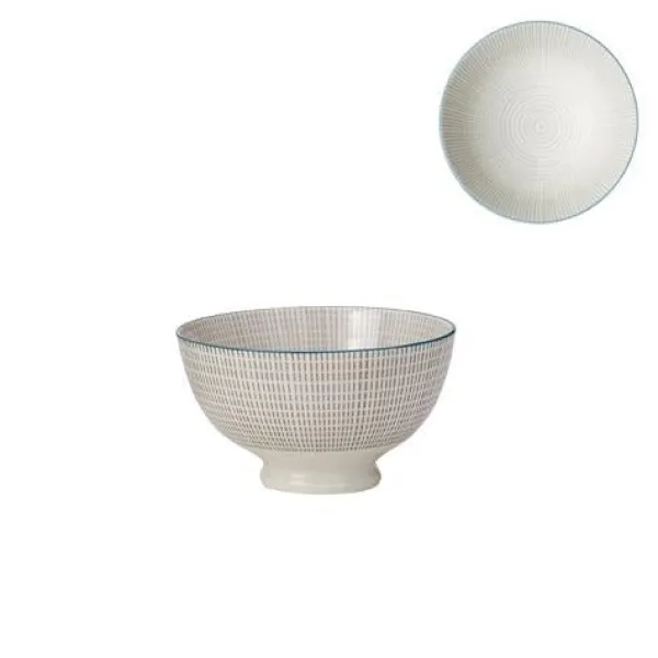 Online Marie Dumas Small Grey with Blue Trim Kiri Bowl