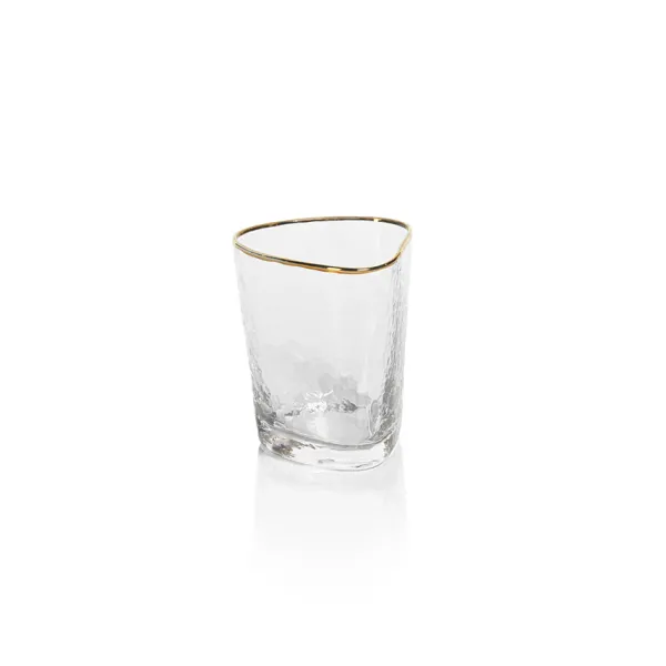 Cheap Marie Dumas Triangular Double Old Fashioned Glass with Gold Rim