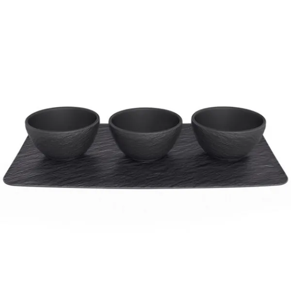 Sale Marie Dumas Villeroy & Boch Black Rock Tray with Dip Bowls