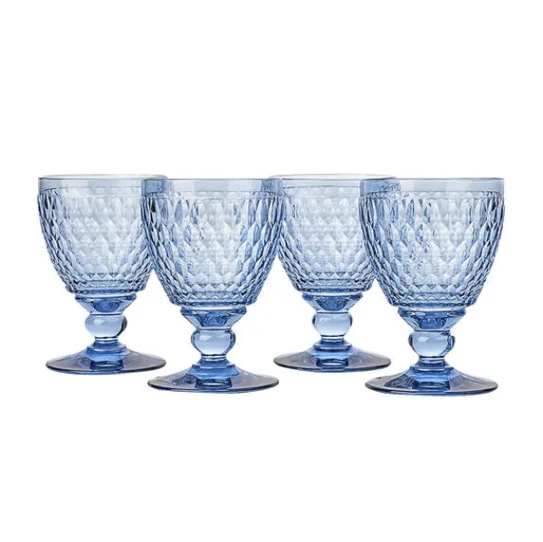 Clearance Marie Dumas Villeroy & Boch Blue Boston Set of 4 Goblets