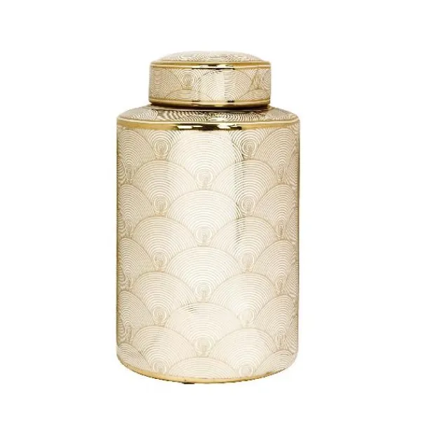 Sale Marie Dumas White & Gold Ceramic Jar