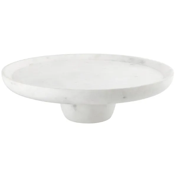 New Marie Dumas White Marble Pedestal Tray