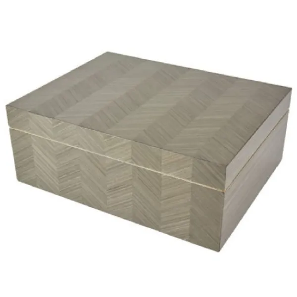 Fashion Marie Dumas Wood Lacquered Box - Grey Chevron